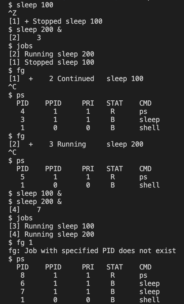 PennOS shell running