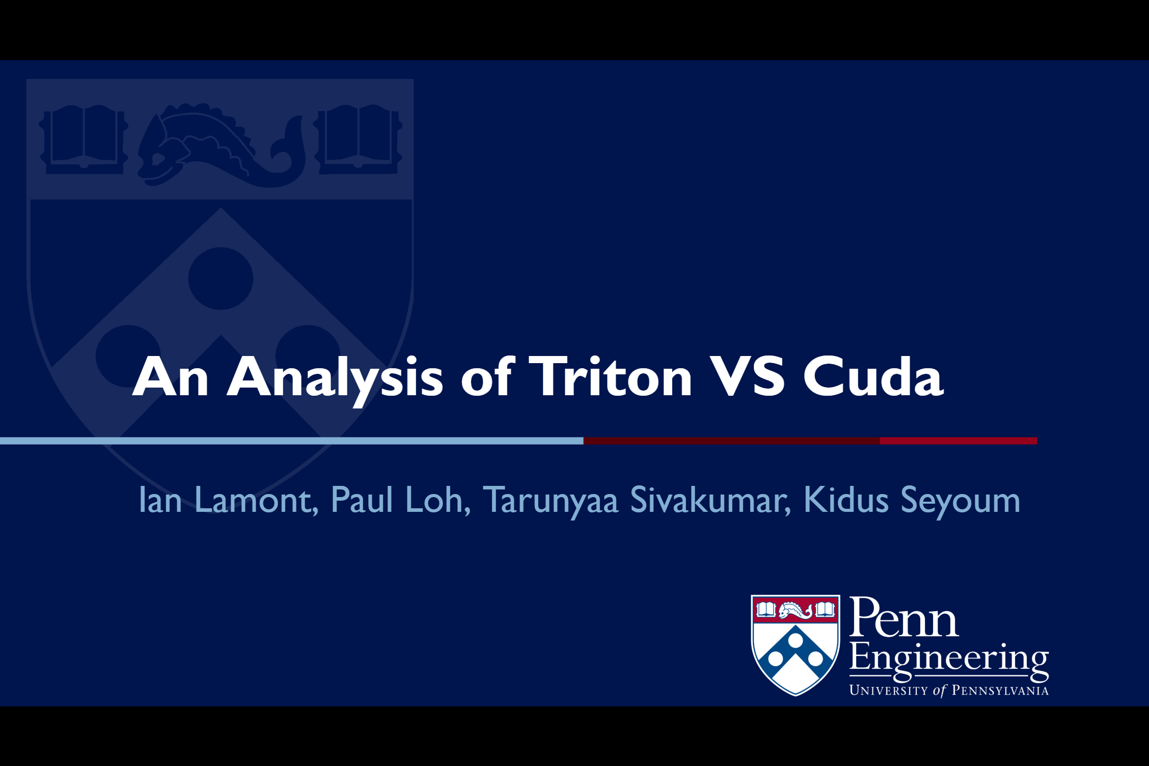 Title slide from the Triton versus CUDA analysis